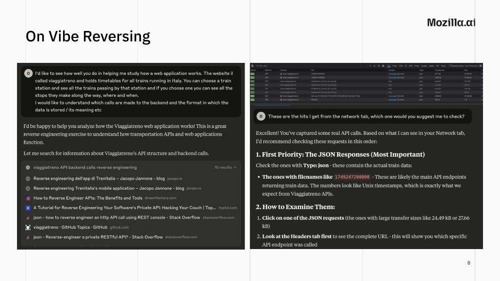 Slide 8: Vibe reversing with Claude