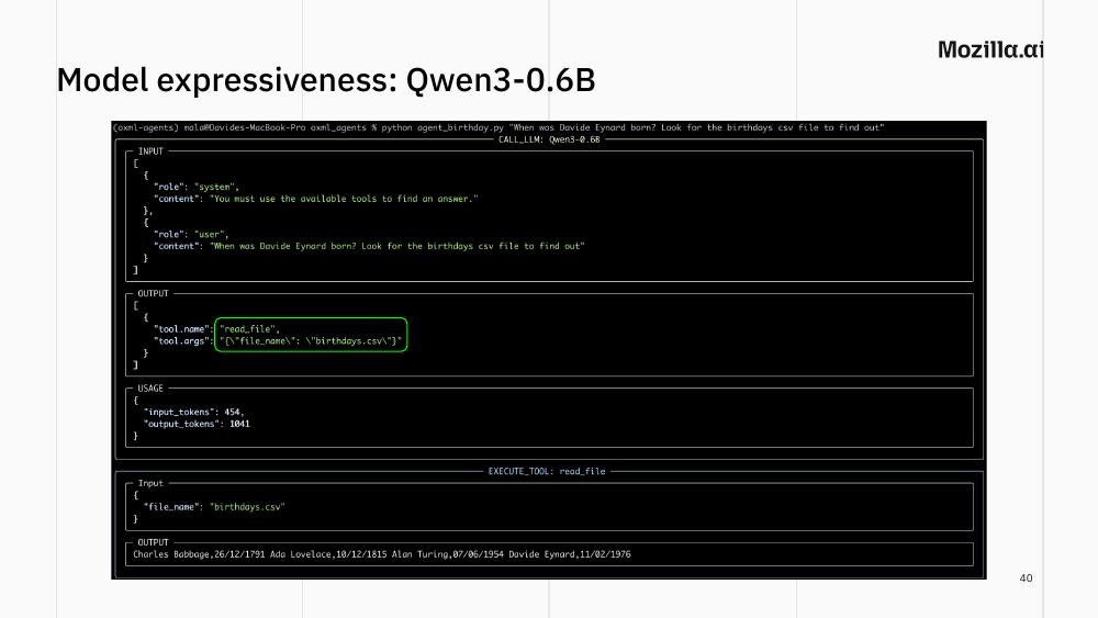 Slide 40: Qwen3-0.6B with a stronger hint